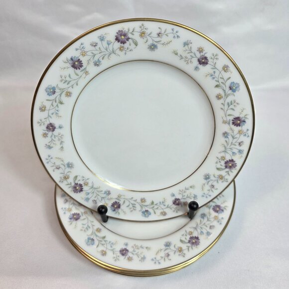 FOUR Noritake Longwood #2485 Bread Plates Purple, Blue & Yellow Flowers - Picture 1 of 11